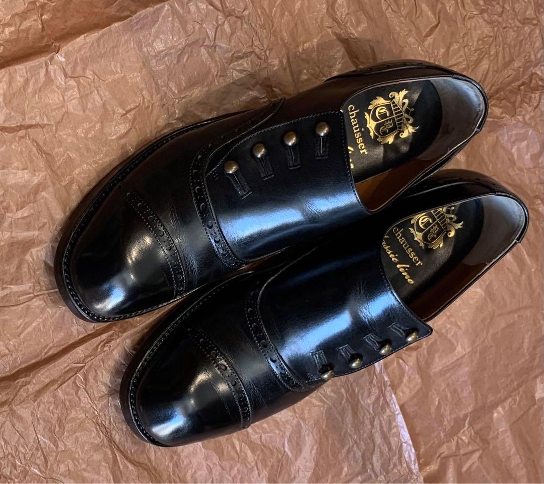 美品chausserボタンシューズ C-7047
