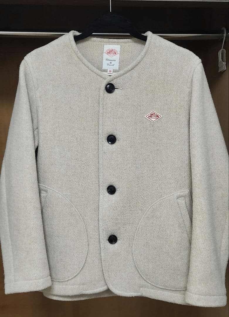 超美品　ダントン　ノーカラー　ウールモッサ　38