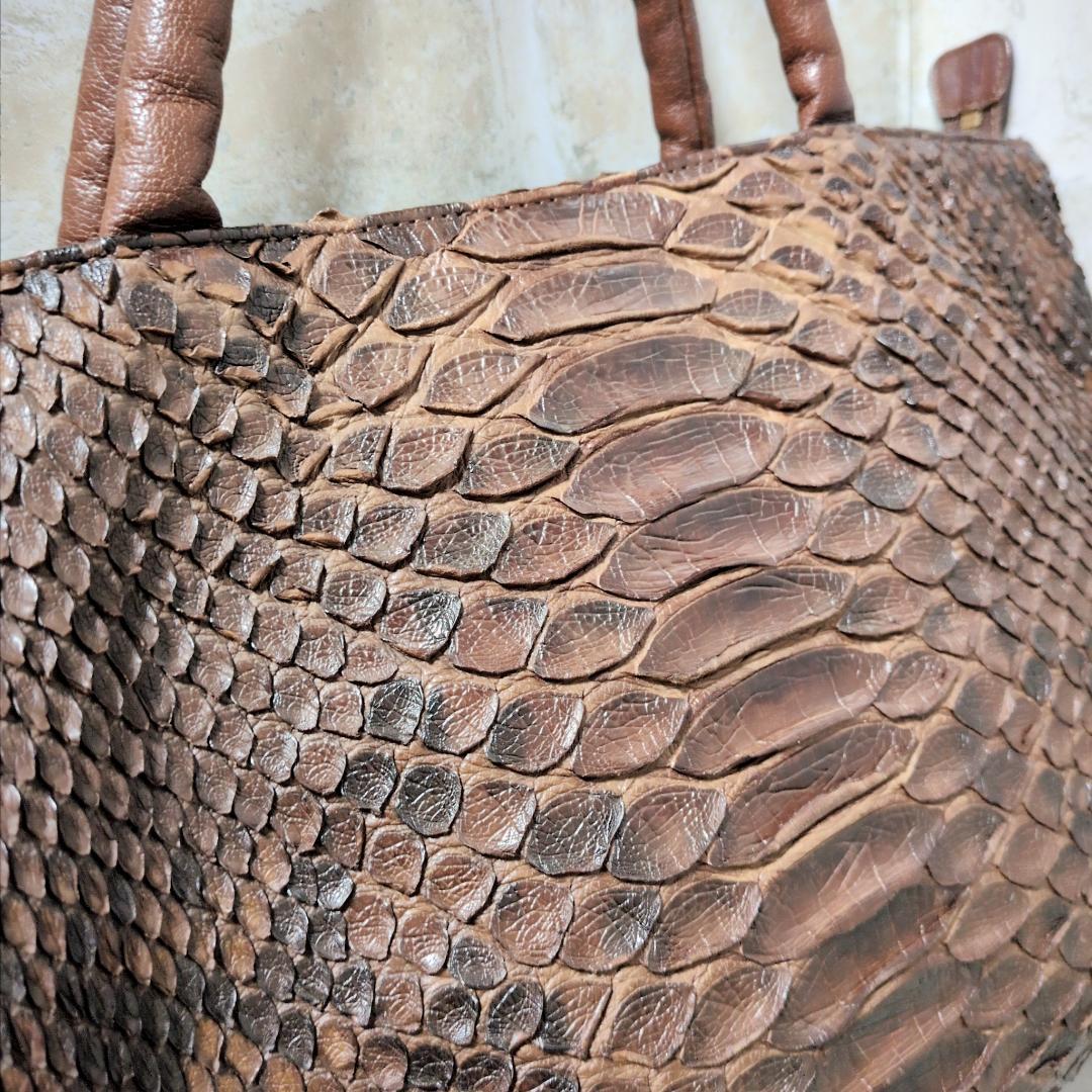 ★IBIZA【イビサ】パイソン トートバッグ ダークブラウン 良品 レア