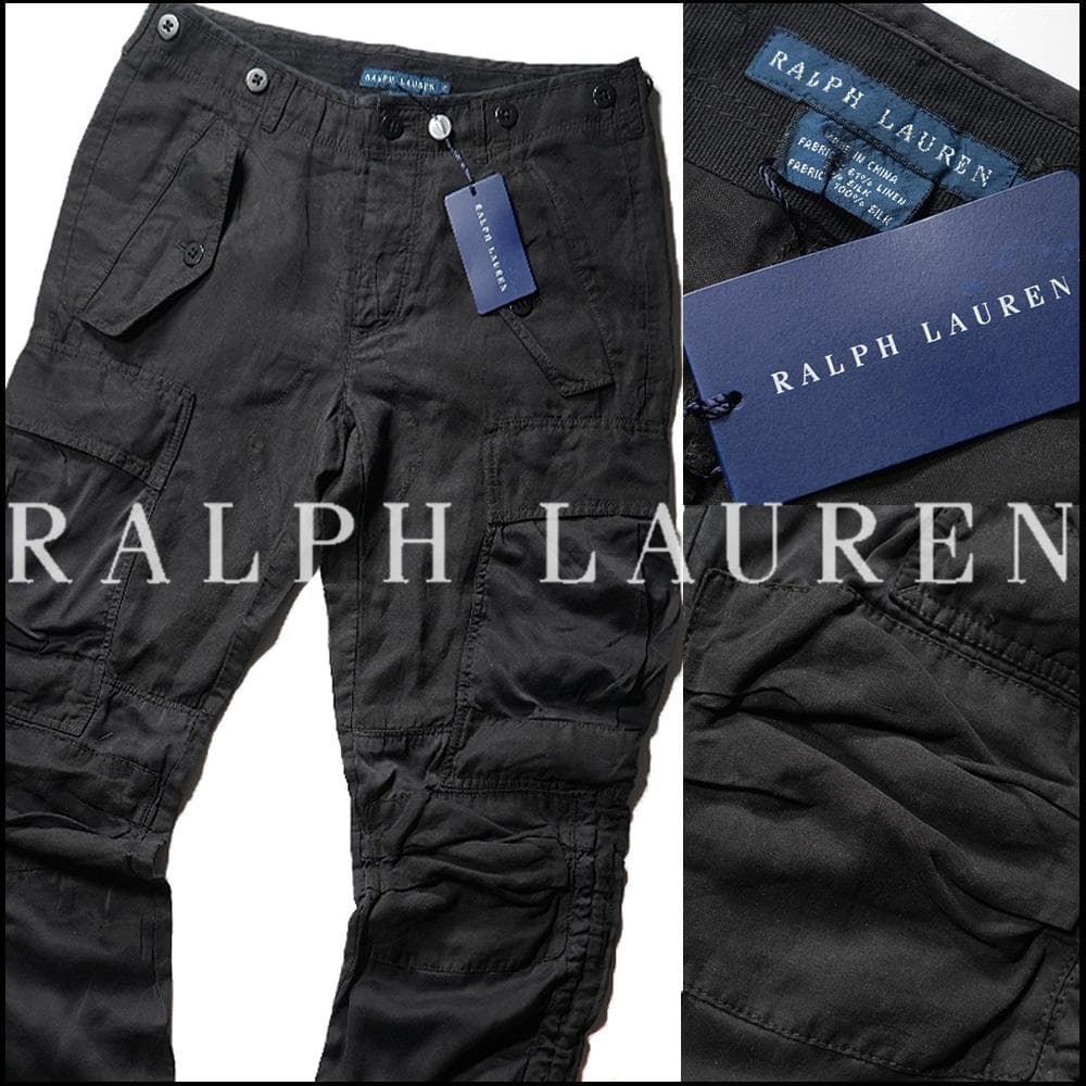 難あり 新品 RALPH LAUREN ラルフローレン シルクリネンカーゴパンツ