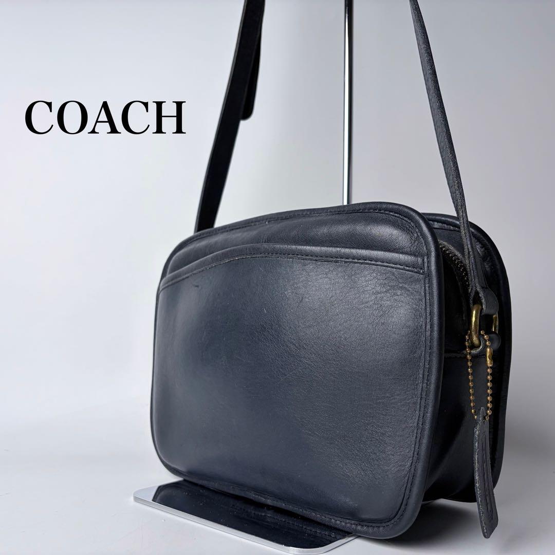 オールドコーチUSA製332 ショルダーバックグラブタンレザー紺