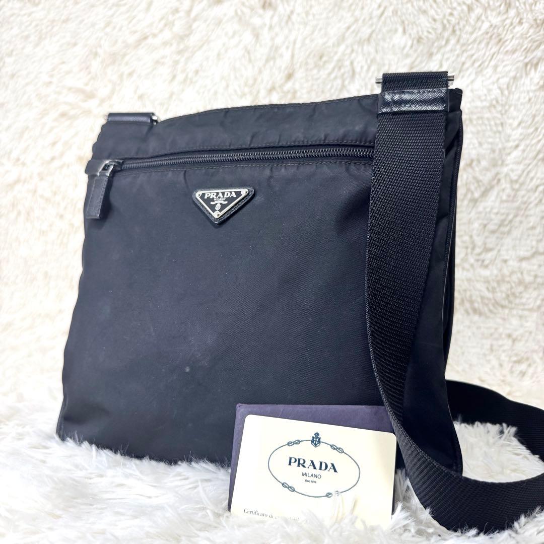 プラダ VA0563 ショルダーバッグ サコッシュ 三角ロゴ ナイロン 黒