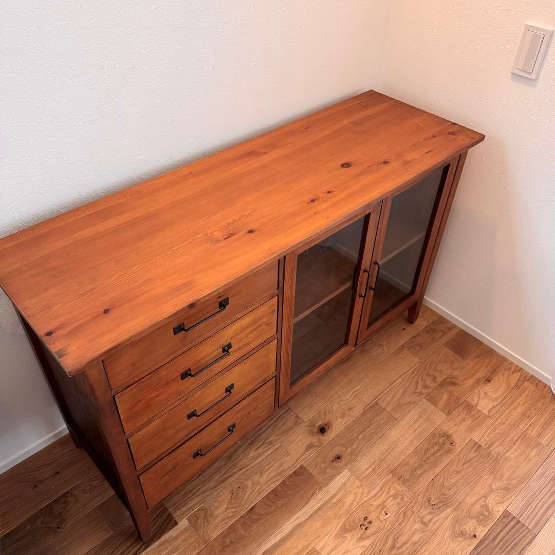 大*魂様 ビンテージ風サイドボード/ガラス扉キャビネット/テレビ台/ B-Com