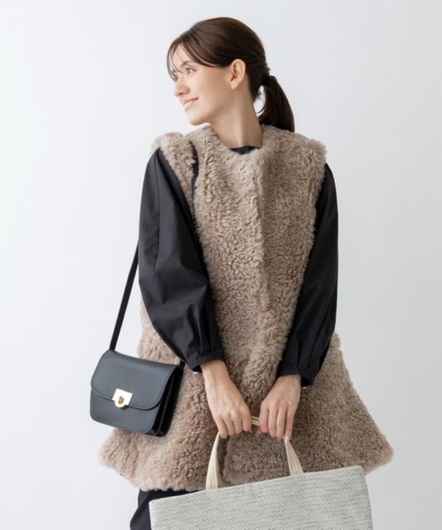 【美品】Sono ベージュ ファー ベスト ジレ