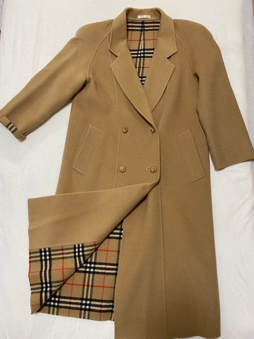 ダブルフェイス✨バーバリーズ　ダブルチェスターコート　ノバチェック　キャメル　S