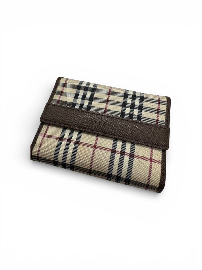 美品　BURBERRY 三つ折り財布 ノバチェック レザー ウォレット