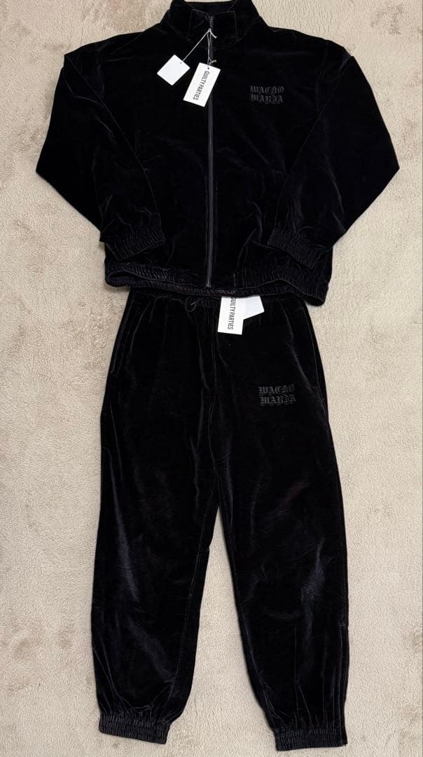 新品未使用！21FW ワコマリア ベロア セットアップ 黒 S ギルティパーティ