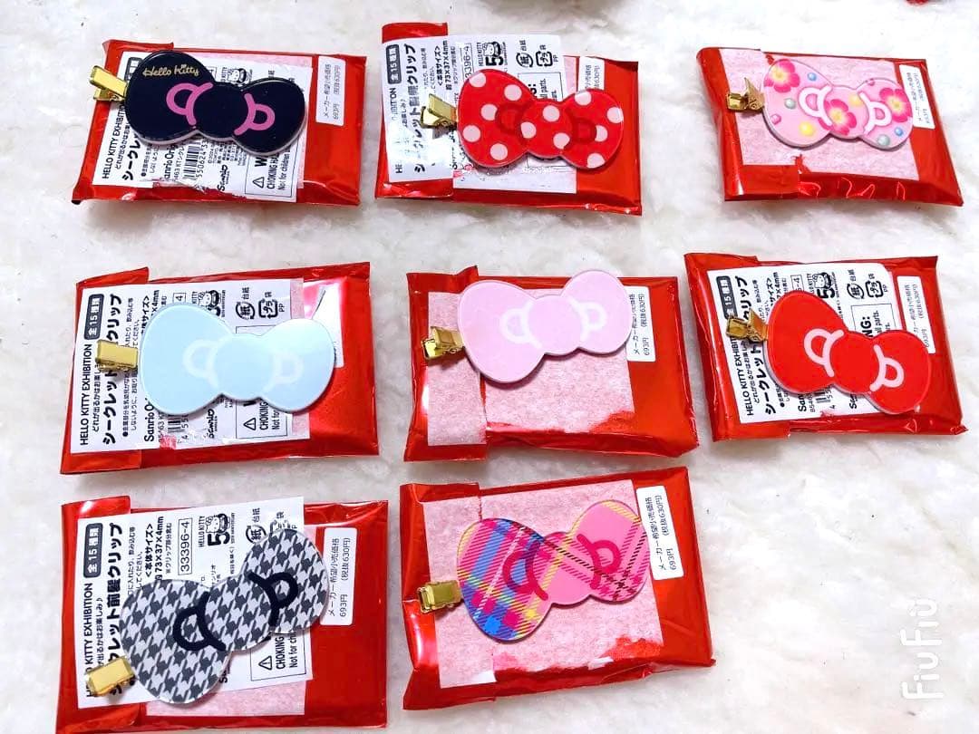 【限定】ハローキティ展 シークレット前髪クリップ りぼん　8個セット