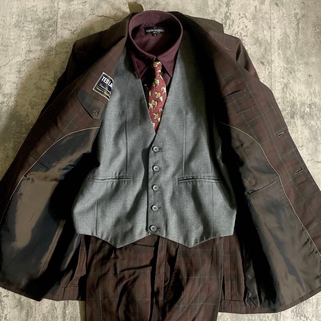 未使用 OLD GUCCI ネクタイ オッドベスト チェック柄 3ピース スーツ