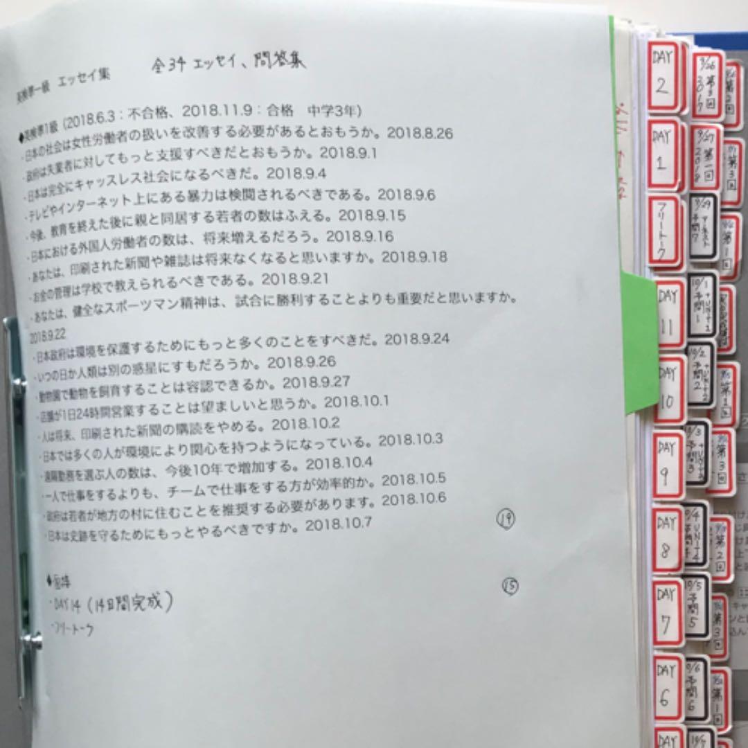 英検準1級　エッセイ集　面接問答集(カラーコピー)