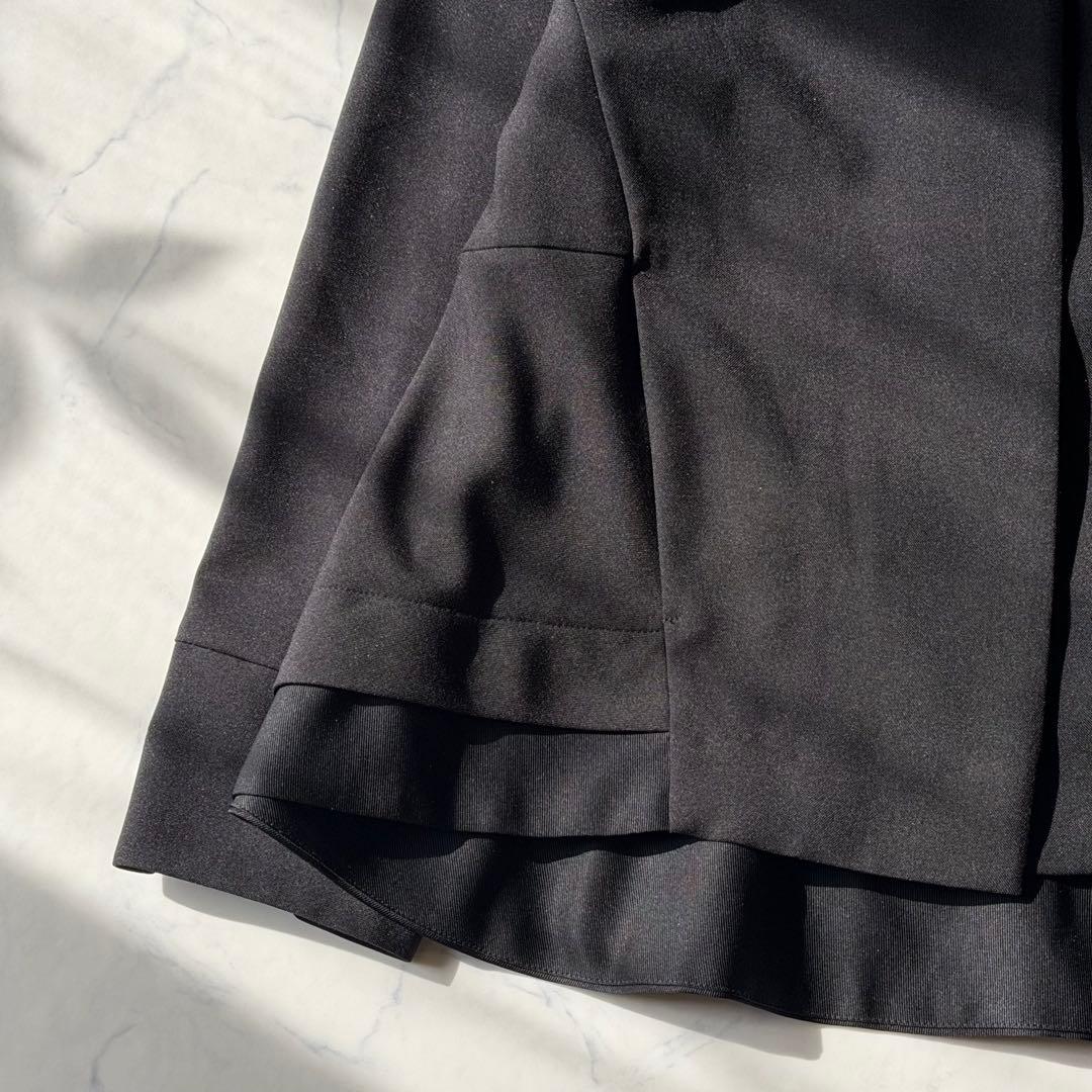 【極美品】trois トロワ ペプラム ノーカラージャケット ストレッチ 黒