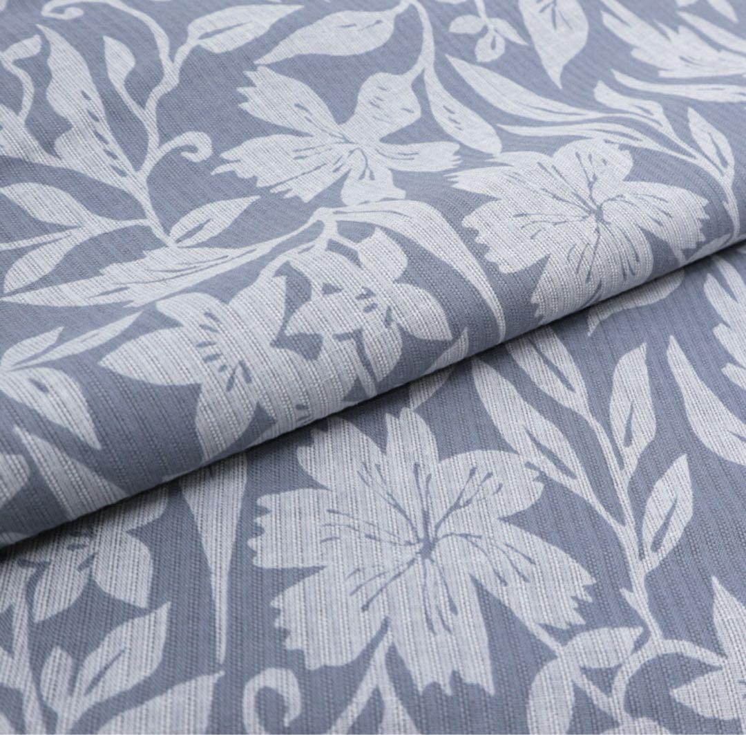 阿波しじら織り 抜染シリーズ グレー地 ぶどうと撫子