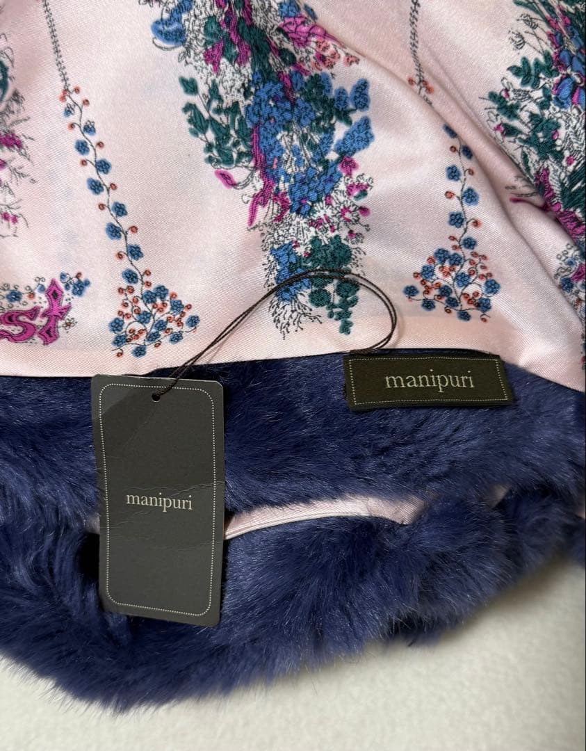 3万円程度マニプリ　エコファー✖️シルク　ストールマフラー新品未使用プライスタグ有