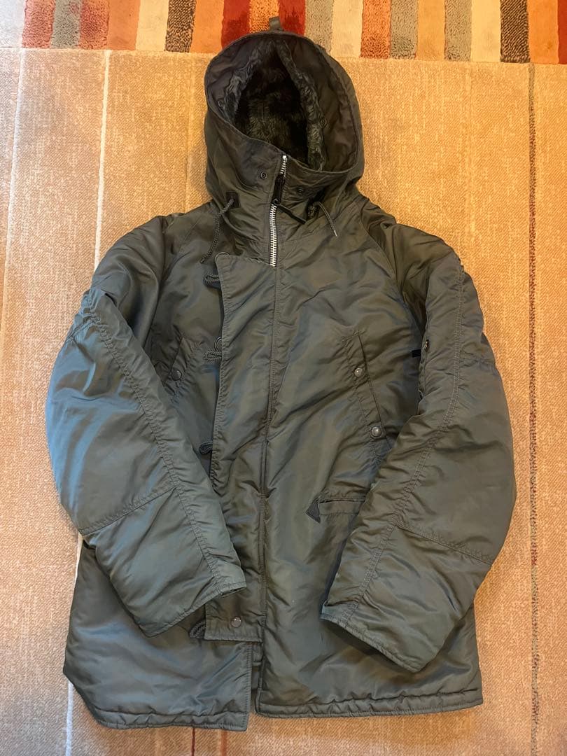 【美品】アルファ N-3B フライトジャケット L ラクーンファー カーキ