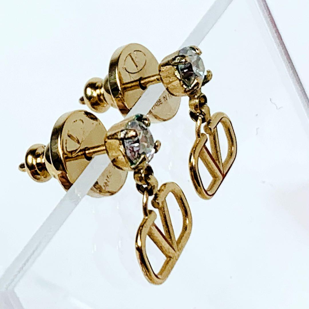 VALENTINO　GARAVANI　Vロゴピアス　ゴールド シグネチャー　箱付