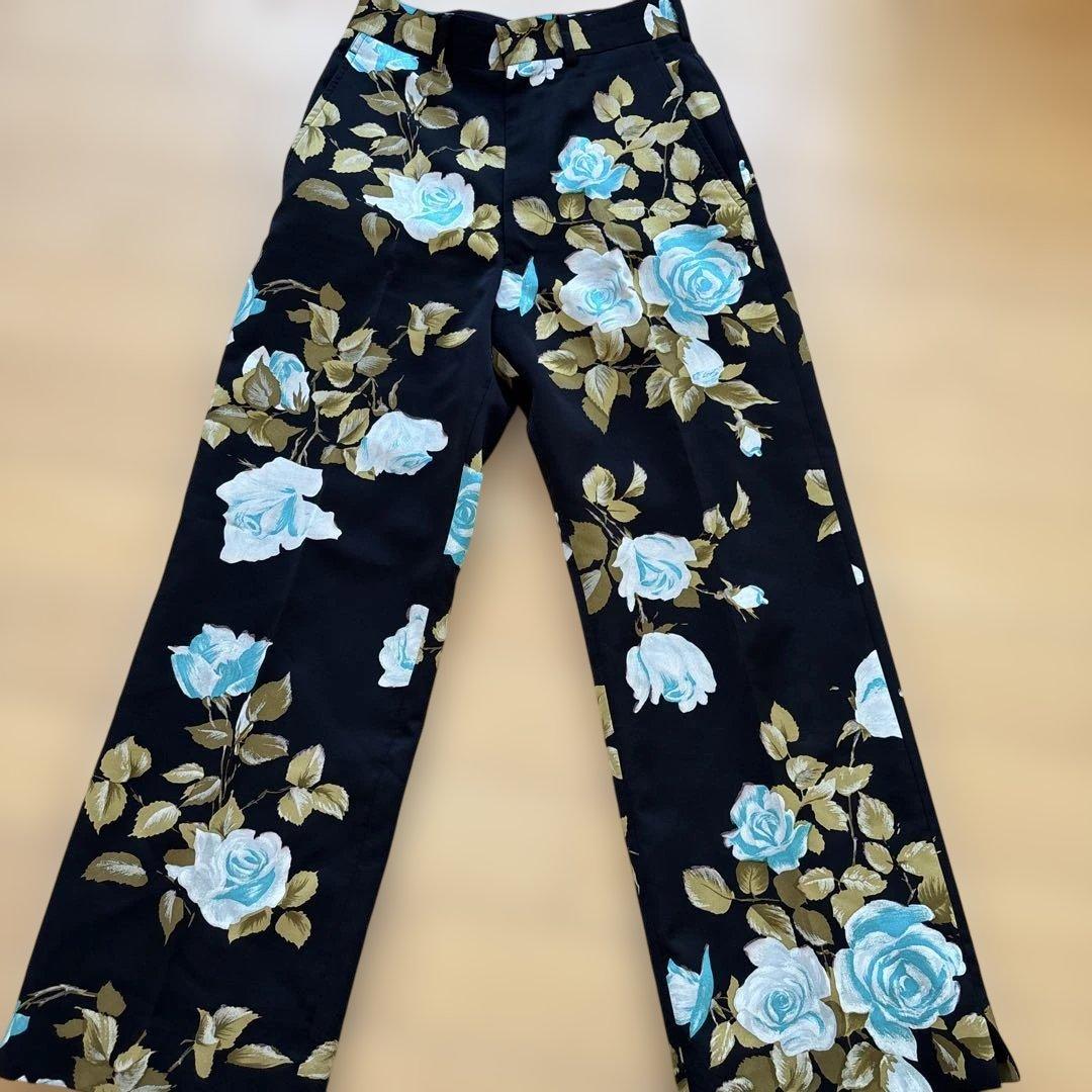 junya watanabe スラックス　パンツ　XS 花柄　ブルー