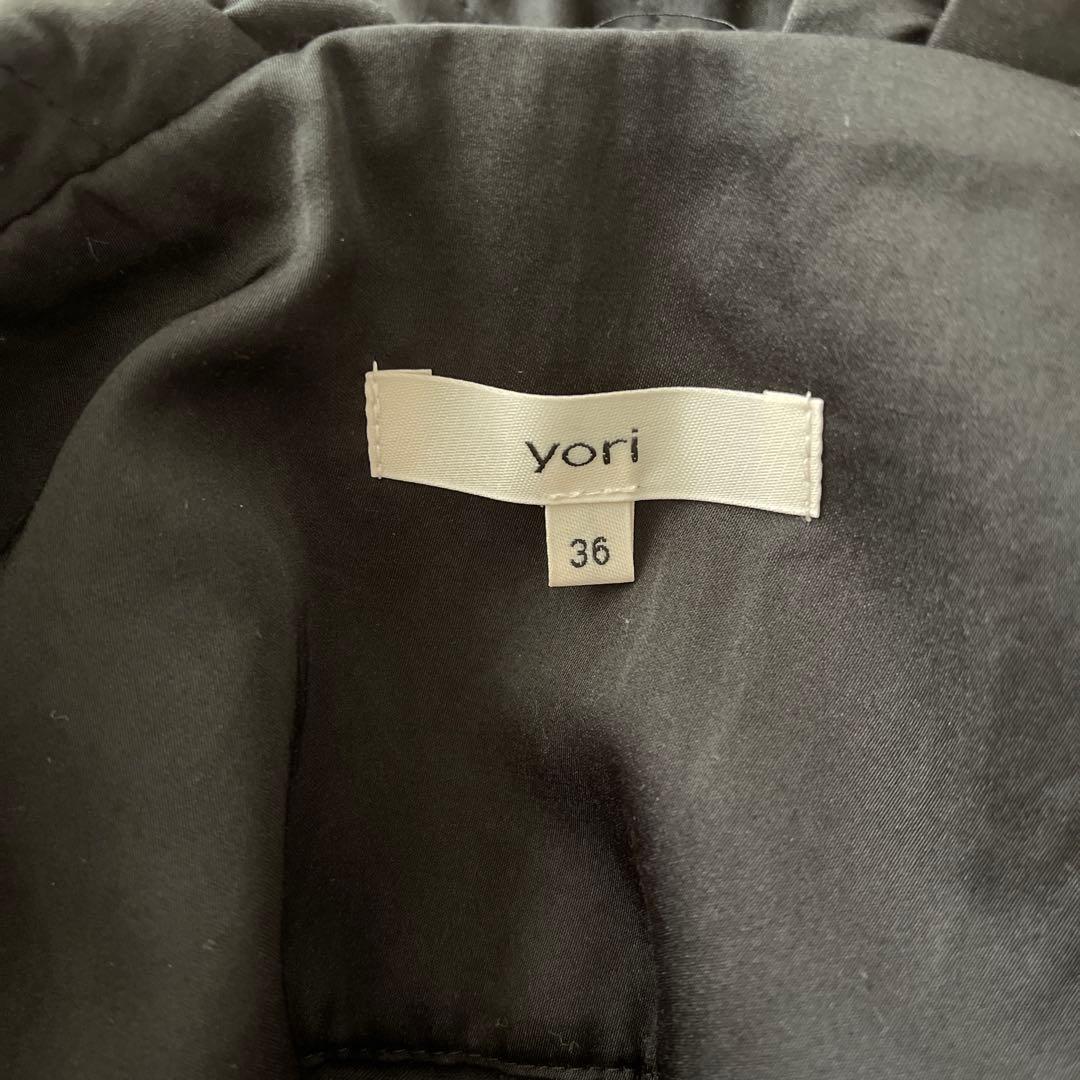 yori サテンフリルサロペット ブラック 36 ヨリ