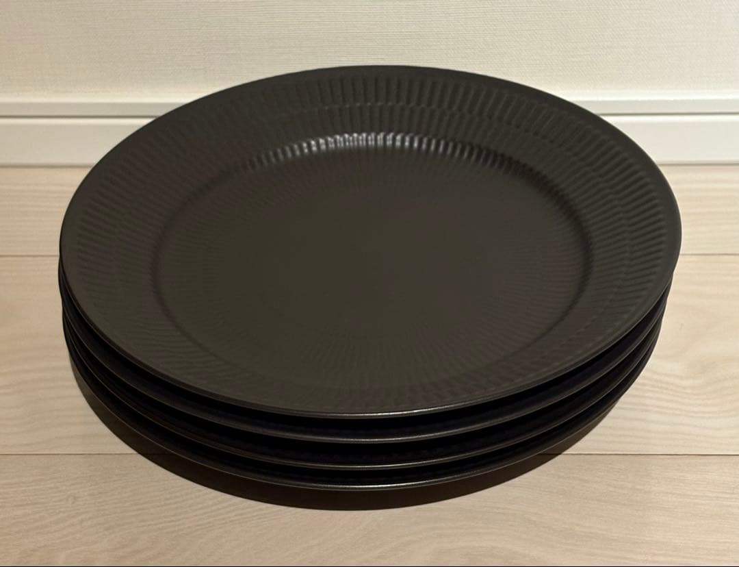 【超希少】真っ黒なロイヤルコペンハーゲン 27cm ブラックフルーテッド 4枚