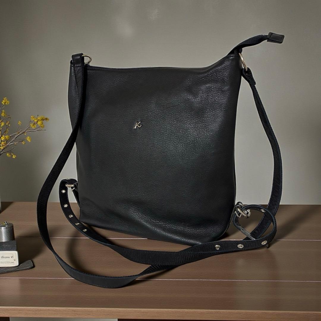【まみ様】　　　　　　　　　キタムラ 2WAY ショルダーバッグ 黒牛革 美品