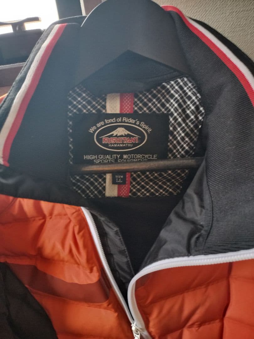 K-2825 ホワイトグースダウンジャケット LL オレンジ/黒（収納袋付）