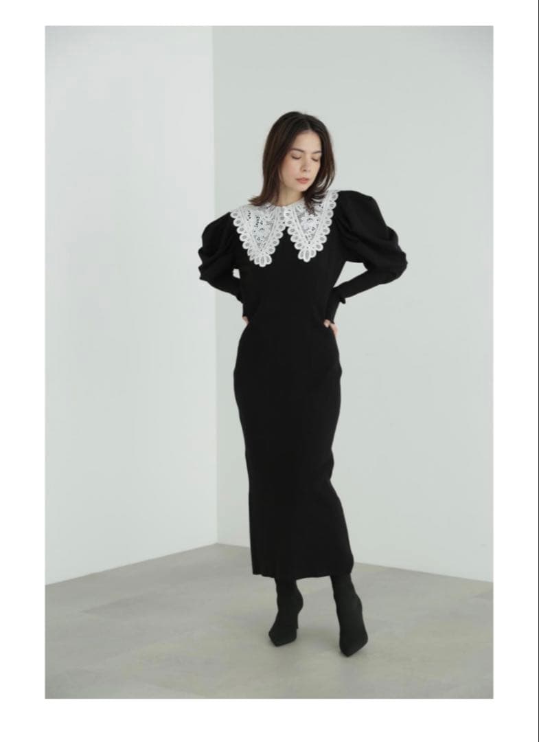 JILL STUART レースカラーニットドレス