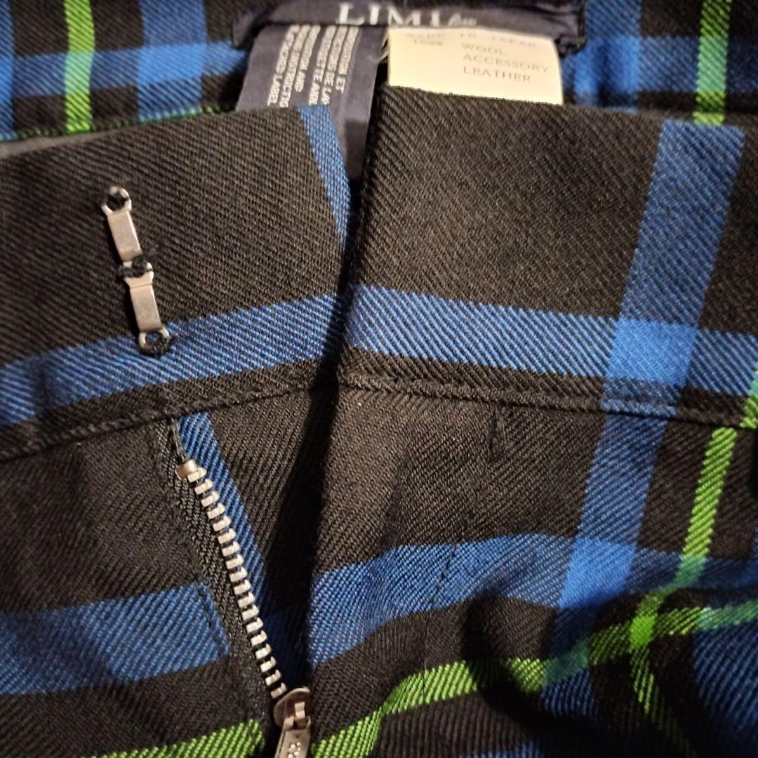 ヨウジヤマモト リミフゥ パンツスカート チェック 青