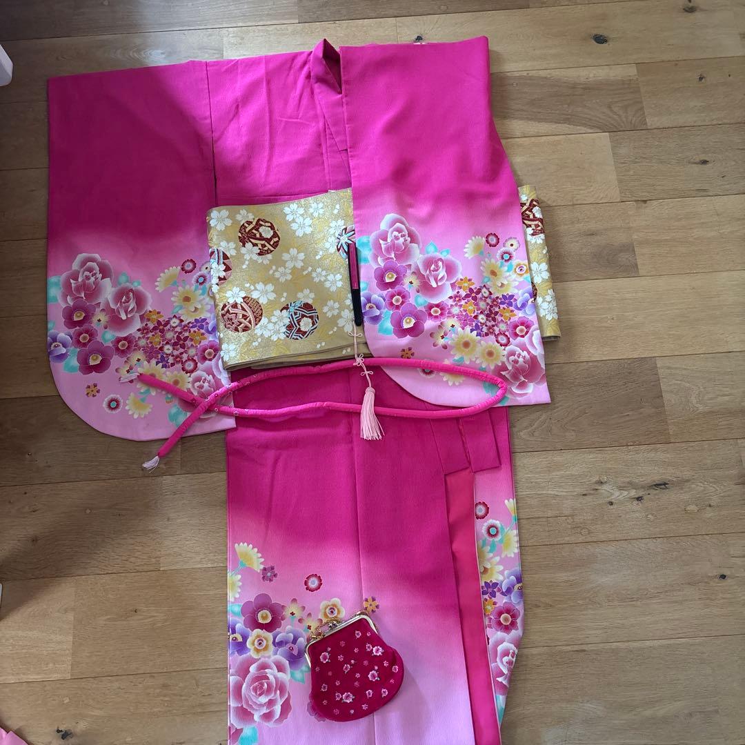 七五三用 ピンク花柄着物