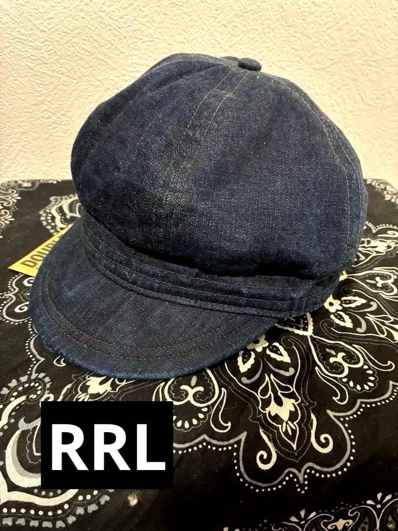 RRLデニムキャスケット ワークキャップ 革調整ベルト