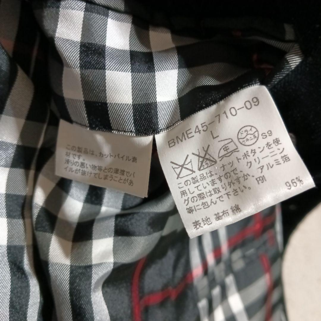 バーバリーブラックレーベル　L　ノバチェック　ベロアテーラードジャケット