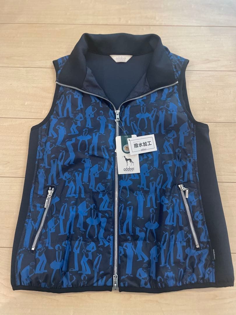 adabat アダバット　レディース ゴルフウェア　ベスト 青と黒のパターン